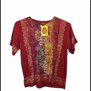 Boho/ hippy handmade batik blouse multicolored